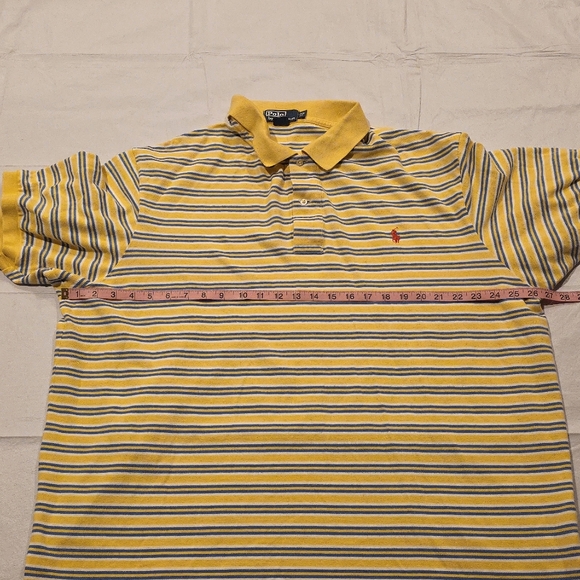 Polo Ralph Lauren Men's Yellow and Blue Striped Polo Shirt Short Sleeve 2XB Big - Picture 7 of 8